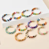 1 Pair Classic Style Geometric Beaded Enamel Alloy Ear Studs main image 2