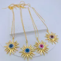 Casual Vacation Sun Devil's Eye Copper Polishing Inlay Resin 18K Gold Plated Women's Pendant Necklace main image 1