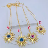 Casual Vacation Sun Devil's Eye Copper Polishing Inlay Resin 18K Gold Plated Women's Pendant Necklace main image 2