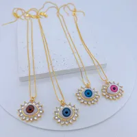 Casual Vacation Devil's Eye Copper Polishing Inlay Resin Zircon 18K Gold Plated Women's Pendant Necklace main image 2