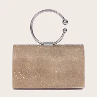 Silver Gold Leopard Print Silver Pu Leather Solid Color Square main image 1