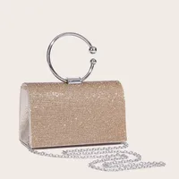 Silver Gold Leopard Print Silver Pu Leather Solid Color Square main image 3