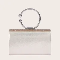 Silver Gold Leopard Print Silver Pu Leather Solid Color Square main image 2