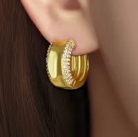 1 Pair Simple Style Geometric Polishing Plating Inlay Copper Zircon Hoop Earrings main image 6