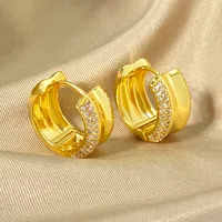 1 Pair Simple Style Geometric Polishing Plating Inlay Copper Zircon Hoop Earrings main image 3