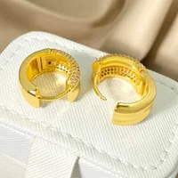 1 Pair Simple Style Geometric Polishing Plating Inlay Copper Zircon Hoop Earrings main image 4