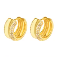 1 Pair Simple Style Geometric Polishing Plating Inlay Copper Zircon Hoop Earrings sku image 1