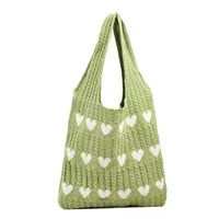 Knitted Love Tote Bag  Early Autumn New Fresh Simple Fashion Knitted Bag Personality Trendy Shoulder Bag main image 5