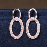 1 Pair Elegant Modern Style Geometric Copper Zircon Earrings main image 1