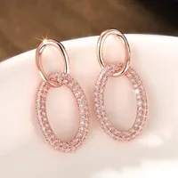 1 Pair Elegant Modern Style Geometric Copper Zircon Earrings main image 3