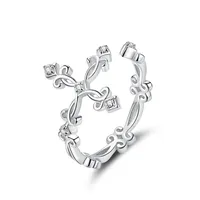Retro Classic Style Cross Copper Women's Open Rings main image 1