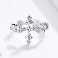 Retro Classic Style Cross Copper Women's Open Rings main image 3