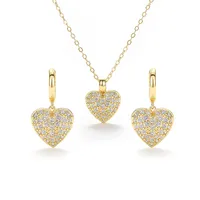Elegant Classic Style Heart Shape Copper Zircon Women's Earrings Necklace main image 1