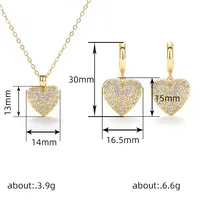 Elegant Classic Style Heart Shape Copper Zircon Women's Earrings Necklace main image 2