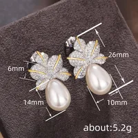 1 Pair Elegant Classic Style Leaf Copper Imitation Pearl Zircon Ear Studs main image 2