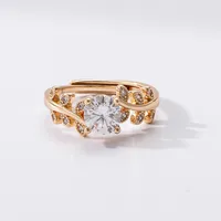 Elegant Modern Style Leaf Grain Copper Women's Adjustable Ring main image 3