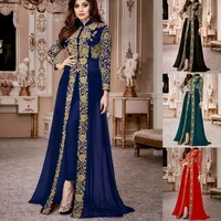 European And American Fashion Stand-up Collar & Lace Chiffon Dress Retro Style Women's Long Sleeve Lace Patchwork Waist-Slimming Dress main image 1