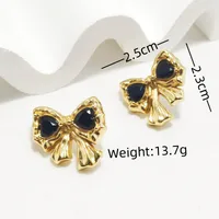 1 Pair Commute Bow Knot 304 Stainless Steel Zircon 18K Gold Plated Ear Studs main image 2