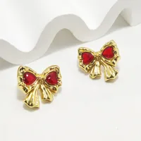1 Pair Commute Bow Knot 304 Stainless Steel Zircon 18K Gold Plated Ear Studs main image 5