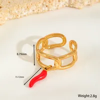 IG Style Basic Commute Devil's Eye Chili 304 Stainless Steel Alloy Copper Enamel Women's Rings Bracelets sku image 6