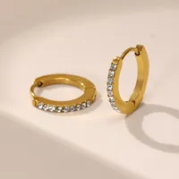 1 Pair Vintage Style Classic Style Geometric Plating Inlay 304 Stainless Steel Zircon 18K Gold Plated Earrings main image 3