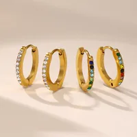 1 Pair Vintage Style Classic Style Geometric Plating Inlay 304 Stainless Steel Zircon 18K Gold Plated Earrings main image 1
