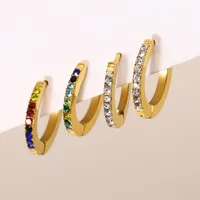 1 Pair Vintage Style Classic Style Geometric Plating Inlay 304 Stainless Steel Zircon 18K Gold Plated Earrings main image 5