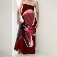 Spring New European Style Printed Halter High Waist Long Dress Elegant Commuter Solid Color Design Sleeveless Ankle Length main image 3
