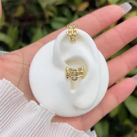 1 Pair Simple Style Classic Style Geometric Inlay Copper Zircon 18K Gold Plated Ear Cuffs main image 8