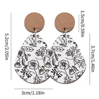 1 Pair Retro Bohemian Printing Wood Drop Earrings main image 2