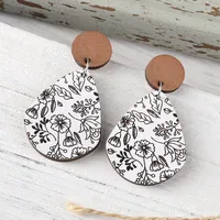 1 Pair Retro Bohemian Printing Wood Drop Earrings main image 4