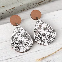 1 Pair Retro Bohemian Printing Wood Drop Earrings main image 5