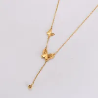 Casual Simple Style Round Butterfly 304 Stainless Steel Women's Necklace sku image 1
