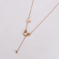 Casual Simple Style Round Butterfly 304 Stainless Steel Women's Necklace sku image 3