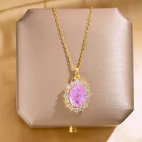 Elegant Four Leaf Clover Heart Shape Butterfly Titanium Steel Copper Plating Zircon Women's Pendant Necklace sku image 58