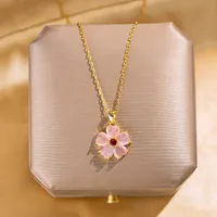 Elegant Four Leaf Clover Heart Shape Butterfly Titanium Steel Copper Plating Zircon Women's Pendant Necklace sku image 46