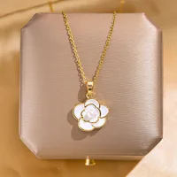 Elegant Four Leaf Clover Heart Shape Butterfly Titanium Steel Copper Plating Zircon Women's Pendant Necklace sku image 29