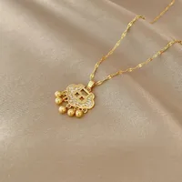 Elegant Four Leaf Clover Heart Shape Butterfly Titanium Steel Copper Plating Zircon Women's Pendant Necklace sku image 43