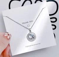 Elegant Four Leaf Clover Heart Shape Butterfly Titanium Steel Copper Plating Zircon Women's Pendant Necklace sku image 54