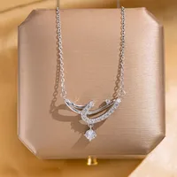 Elegant Four Leaf Clover Heart Shape Butterfly Titanium Steel Copper Plating Zircon Women's Pendant Necklace sku image 41