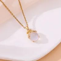 Elegant Four Leaf Clover Heart Shape Butterfly Titanium Steel Copper Plating Zircon Women's Pendant Necklace sku image 32