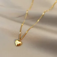 Elegant Four Leaf Clover Heart Shape Butterfly Titanium Steel Copper Plating Zircon Women's Pendant Necklace sku image 2