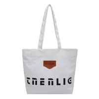 Women's Medium Cloth Letter Streetwear Sewing Thread Square Zipper Shoulder Bag Shopping Bags sku image 2