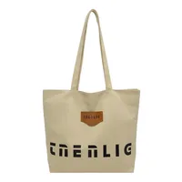 Women's Medium Cloth Letter Streetwear Sewing Thread Square Zipper Shoulder Bag Shopping Bags sku image 3