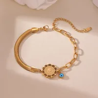 Casual Vintage Style Four Leaf Clover Devil's Eye 304 Stainless Steel 18K Gold Plated Paperclip Chain Snake Chain Bracelets In Bulk main image 5