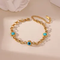 Casual Vintage Style Four Leaf Clover Devil's Eye 304 Stainless Steel 18K Gold Plated Paperclip Chain Snake Chain Bracelets In Bulk main image 6