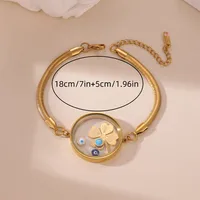 Casual Vintage Style Four Leaf Clover Devil's Eye 304 Stainless Steel 18K Gold Plated Paperclip Chain Snake Chain Bracelets In Bulk main image 8