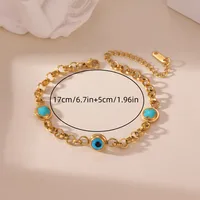 Casual Vintage Style Four Leaf Clover Devil's Eye 304 Stainless Steel 18K Gold Plated Paperclip Chain Snake Chain Bracelets In Bulk main image 9