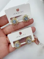 1 Pair Elegant Artistic Oval Heart Shape Copper Zircon 18K Gold Plated Ear Studs main image 3