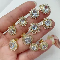 1 Pair Elegant Artistic Oval Heart Shape Copper Zircon 18K Gold Plated Ear Studs main image 1